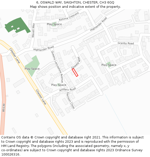 6, OSWALD WAY, SAIGHTON, CHESTER, CH3 6GQ: Location map and indicative extent of plot