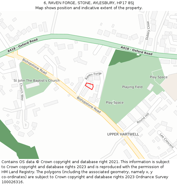 6, RAVEN FORGE, STONE, AYLESBURY, HP17 8SJ: Location map and indicative extent of plot