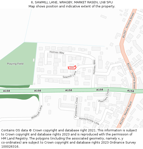 6, SAWMILL LANE, WRAGBY, MARKET RASEN, LN8 5PU: Location map and indicative extent of plot
