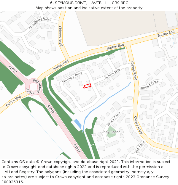 6, SEYMOUR DRIVE, HAVERHILL, CB9 9PG: Location map and indicative extent of plot