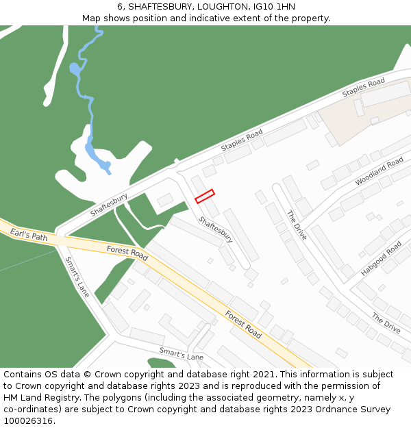 6, SHAFTESBURY, LOUGHTON, IG10 1HN: Location map and indicative extent of plot