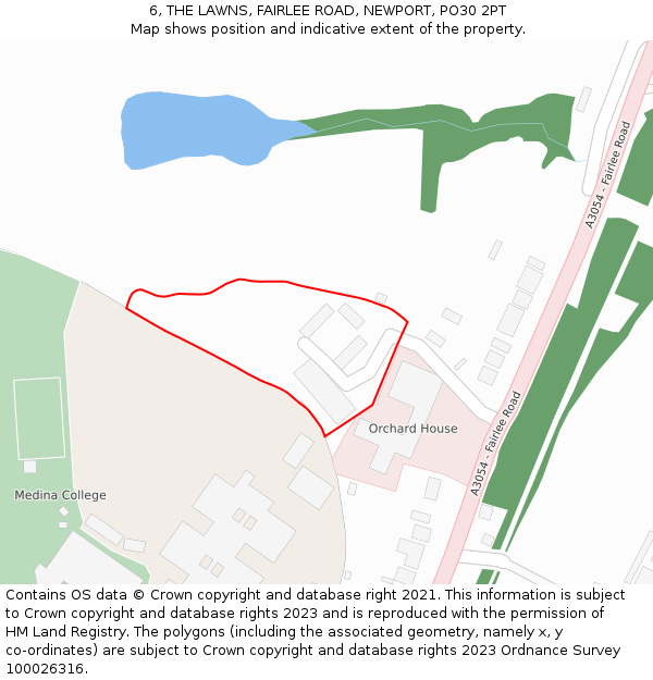 6, THE LAWNS, FAIRLEE ROAD, NEWPORT, PO30 2PT: Location map and indicative extent of plot