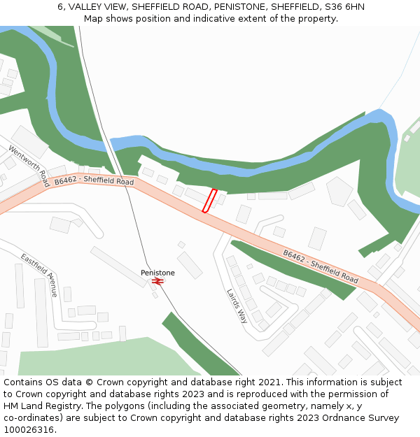 6, VALLEY VIEW, SHEFFIELD ROAD, PENISTONE, SHEFFIELD, S36 6HN: Location map and indicative extent of plot