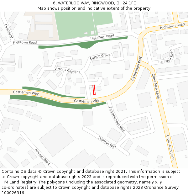 6, WATERLOO WAY, RINGWOOD, BH24 1FE: Location map and indicative extent of plot