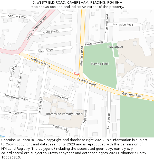 6, WESTFIELD ROAD, CAVERSHAM, READING, RG4 8HH: Location map and indicative extent of plot