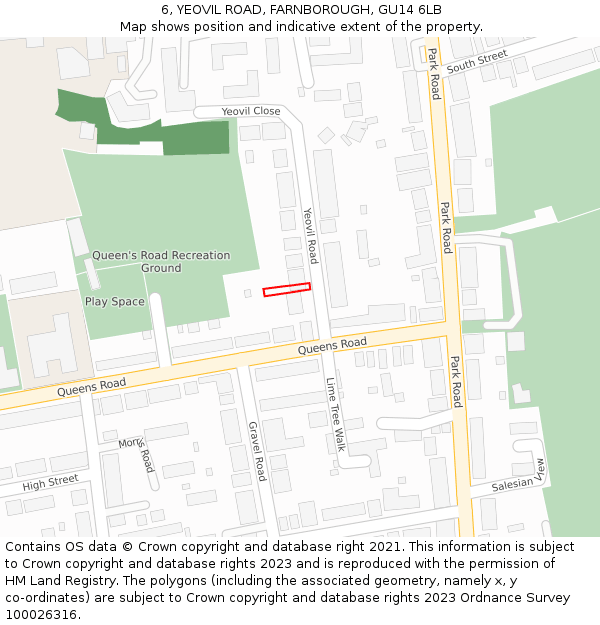 6, YEOVIL ROAD, FARNBOROUGH, GU14 6LB: Location map and indicative extent of plot