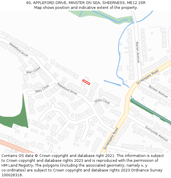 60, APPLEFORD DRIVE, MINSTER ON SEA, SHEERNESS, ME12 2SR: Location map and indicative extent of plot