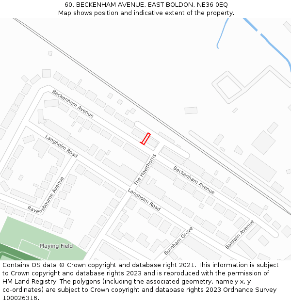 60, BECKENHAM AVENUE, EAST BOLDON, NE36 0EQ: Location map and indicative extent of plot