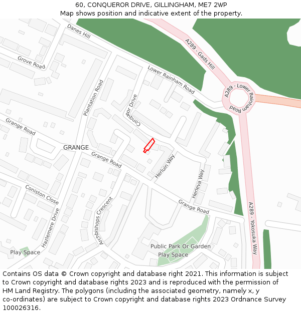 60, CONQUEROR DRIVE, GILLINGHAM, ME7 2WP: Location map and indicative extent of plot