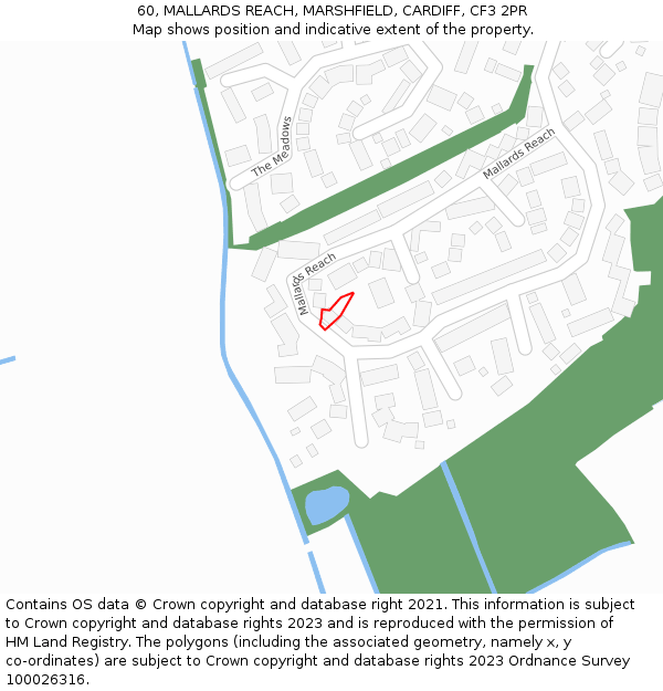 60, MALLARDS REACH, MARSHFIELD, CARDIFF, CF3 2PR: Location map and indicative extent of plot