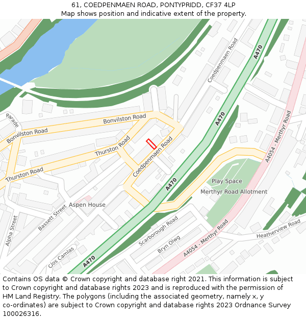 61, COEDPENMAEN ROAD, PONTYPRIDD, CF37 4LP: Location map and indicative extent of plot