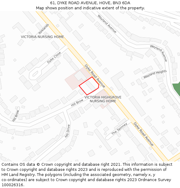 61, DYKE ROAD AVENUE, HOVE, BN3 6DA: Location map and indicative extent of plot