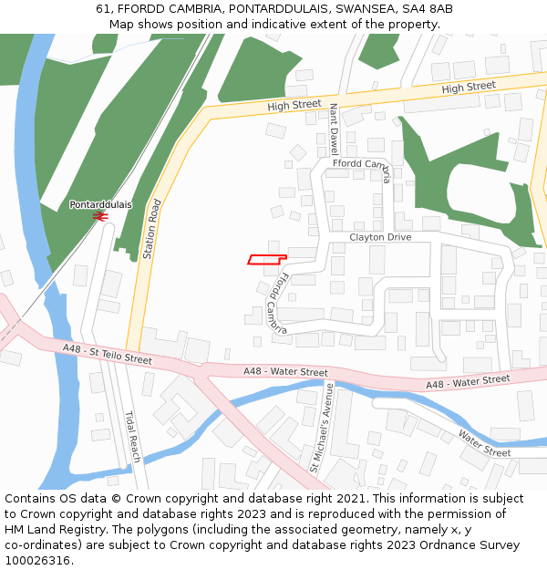 61, FFORDD CAMBRIA, PONTARDDULAIS, SWANSEA, SA4 8AB: Location map and indicative extent of plot