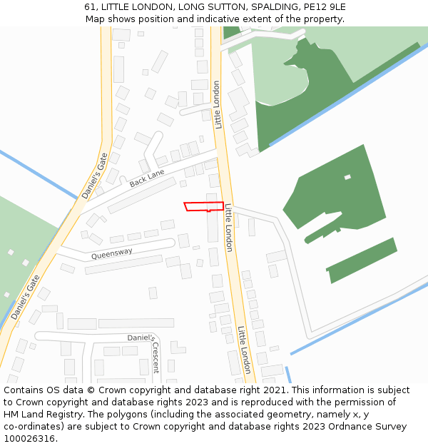 61, LITTLE LONDON, LONG SUTTON, SPALDING, PE12 9LE: Location map and indicative extent of plot