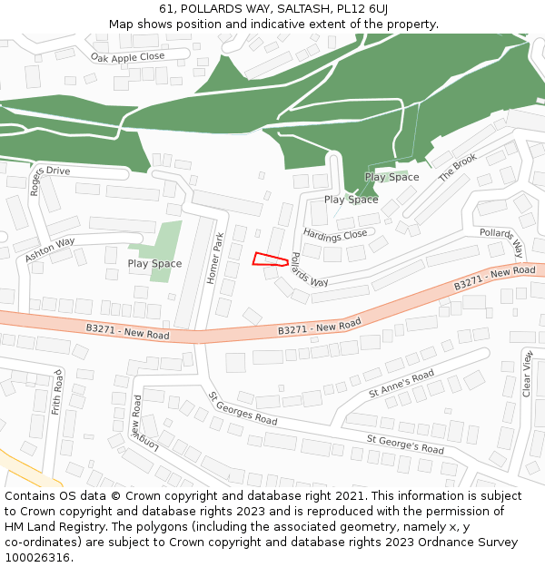 61, POLLARDS WAY, SALTASH, PL12 6UJ: Location map and indicative extent of plot