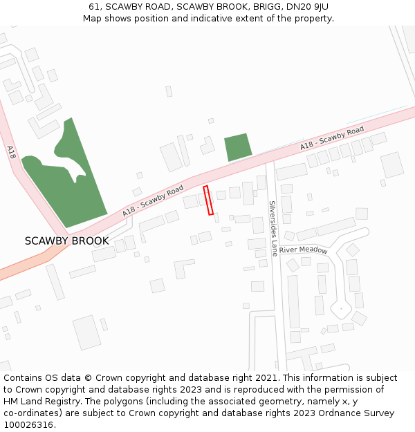 61, SCAWBY ROAD, SCAWBY BROOK, BRIGG, DN20 9JU: Location map and indicative extent of plot