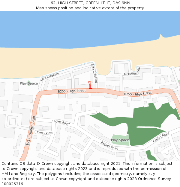62, HIGH STREET, GREENHITHE, DA9 9NN: Location map and indicative extent of plot