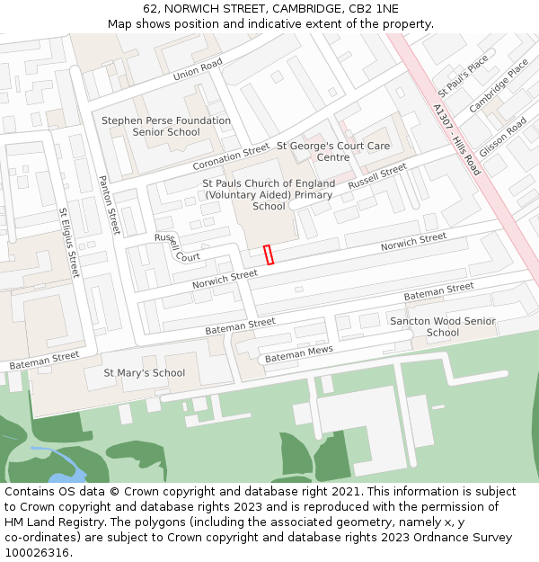 62, NORWICH STREET, CAMBRIDGE, CB2 1NE: Location map and indicative extent of plot