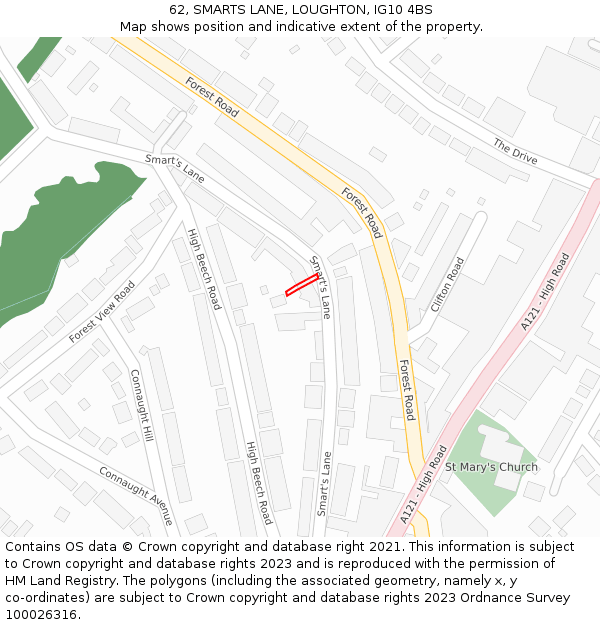 62, SMARTS LANE, LOUGHTON, IG10 4BS: Location map and indicative extent of plot