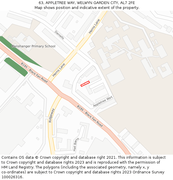 63, APPLETREE WAY, WELWYN GARDEN CITY, AL7 2FE: Location map and indicative extent of plot
