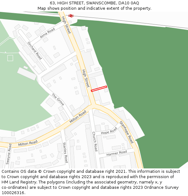 63, HIGH STREET, SWANSCOMBE, DA10 0AQ: Location map and indicative extent of plot