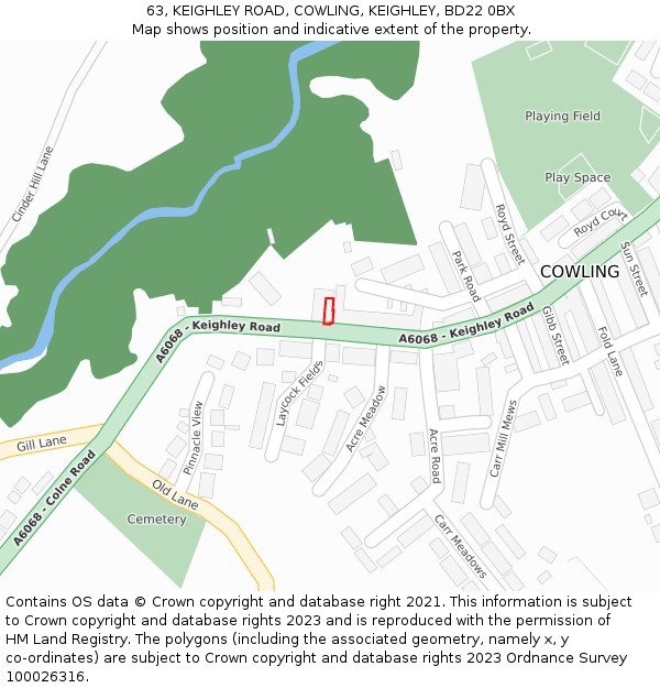 63, KEIGHLEY ROAD, COWLING, KEIGHLEY, BD22 0BX: Location map and indicative extent of plot