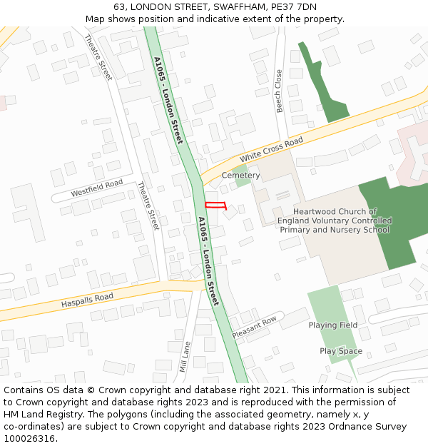 63, LONDON STREET, SWAFFHAM, PE37 7DN: Location map and indicative extent of plot