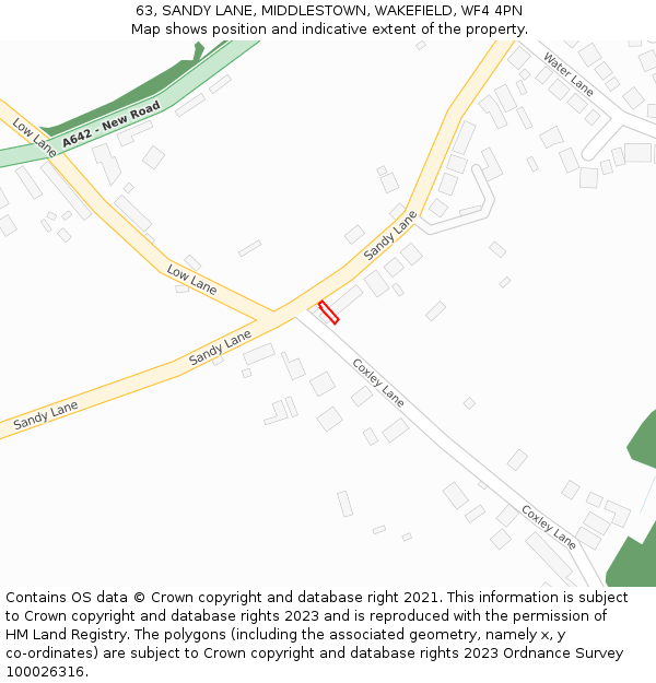 63, SANDY LANE, MIDDLESTOWN, WAKEFIELD, WF4 4PN: Location map and indicative extent of plot