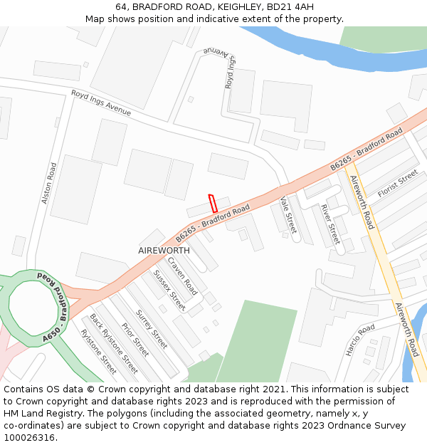 64, BRADFORD ROAD, KEIGHLEY, BD21 4AH: Location map and indicative extent of plot