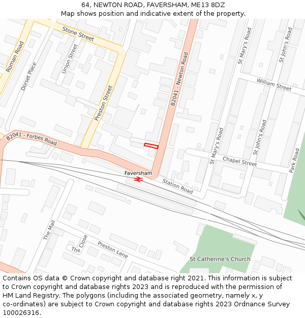64, NEWTON ROAD, FAVERSHAM, ME13 8DZ: Location map and indicative extent of plot
