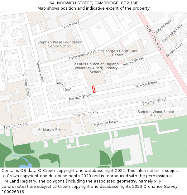 64, NORWICH STREET, CAMBRIDGE, CB2 1NE: Location map and indicative extent of plot