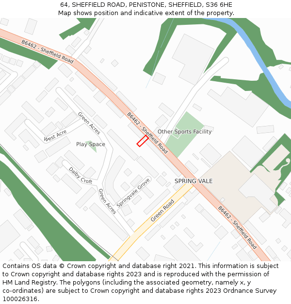64, SHEFFIELD ROAD, PENISTONE, SHEFFIELD, S36 6HE: Location map and indicative extent of plot