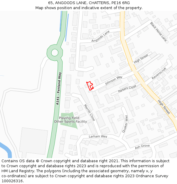 65, ANGOODS LANE, CHATTERIS, PE16 6RG: Location map and indicative extent of plot