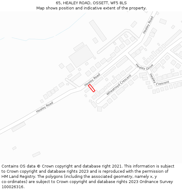 65, HEALEY ROAD, OSSETT, WF5 8LS: Location map and indicative extent of plot