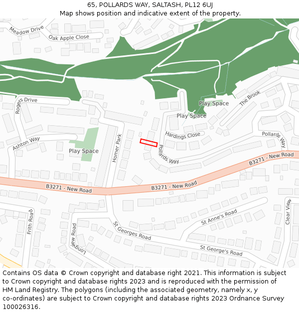 65, POLLARDS WAY, SALTASH, PL12 6UJ: Location map and indicative extent of plot