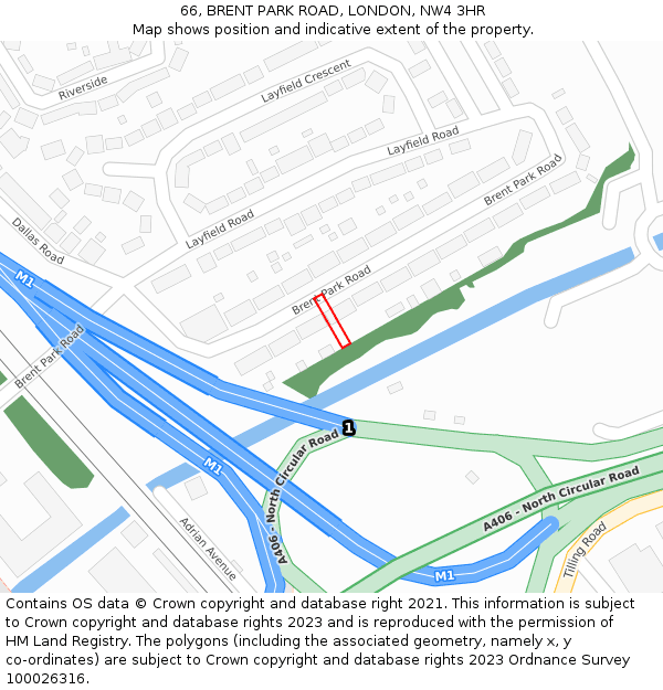 66, BRENT PARK ROAD, LONDON, NW4 3HR: Location map and indicative extent of plot
