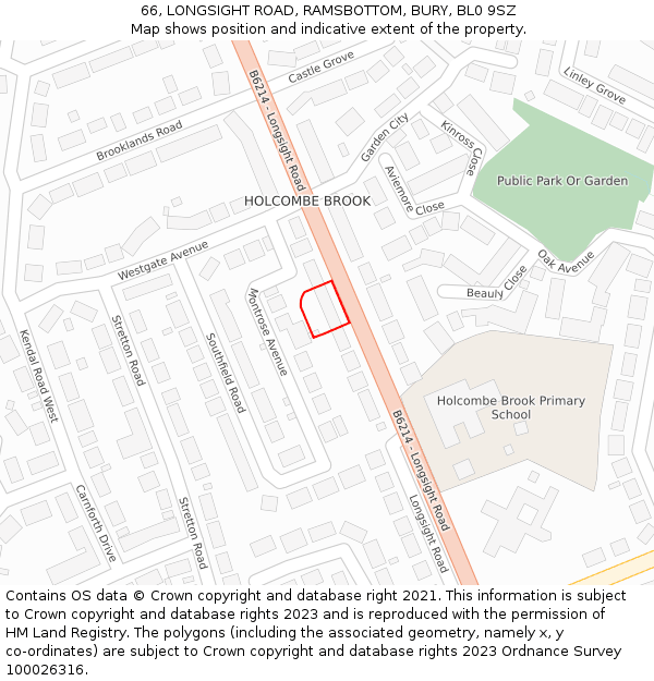 66, LONGSIGHT ROAD, RAMSBOTTOM, BURY, BL0 9SZ: Location map and indicative extent of plot
