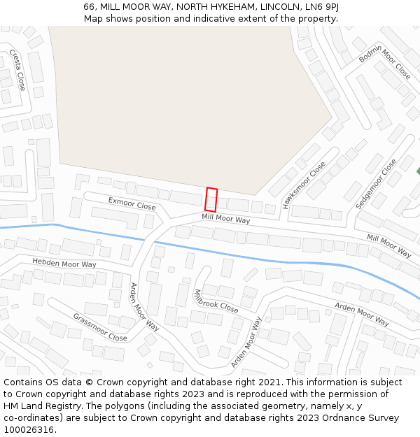 66, MILL MOOR WAY, NORTH HYKEHAM, LINCOLN, LN6 9PJ: Location map and indicative extent of plot