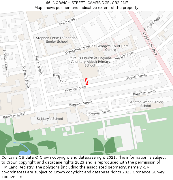 66, NORWICH STREET, CAMBRIDGE, CB2 1NE: Location map and indicative extent of plot