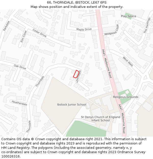 66, THORNDALE, IBSTOCK, LE67 6PS: Location map and indicative extent of plot
