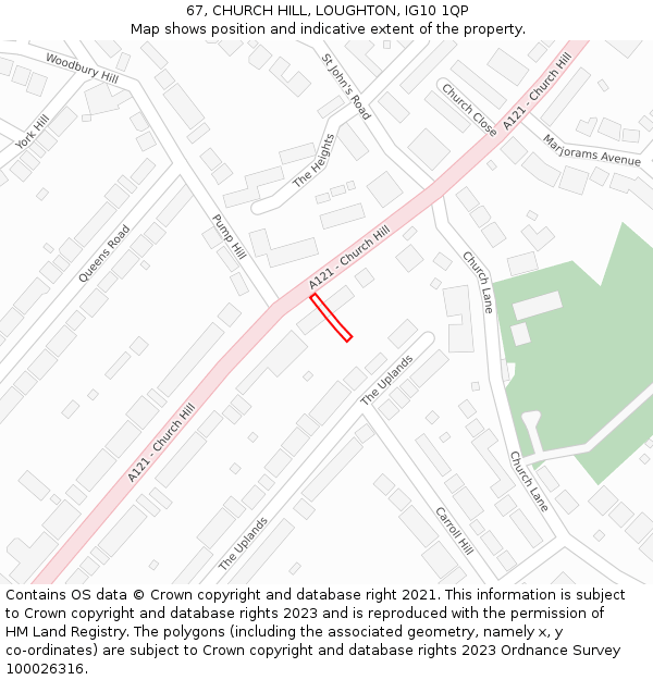 67, CHURCH HILL, LOUGHTON, IG10 1QP: Location map and indicative extent of plot