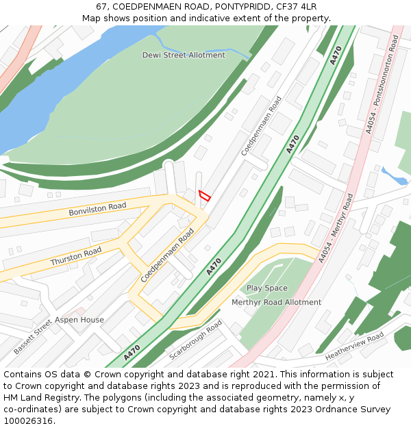 67, COEDPENMAEN ROAD, PONTYPRIDD, CF37 4LR: Location map and indicative extent of plot