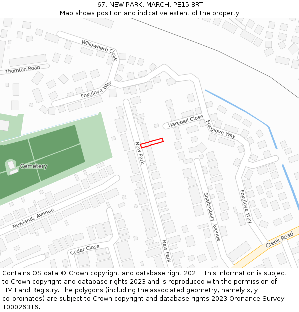 67, NEW PARK, MARCH, PE15 8RT: Location map and indicative extent of plot