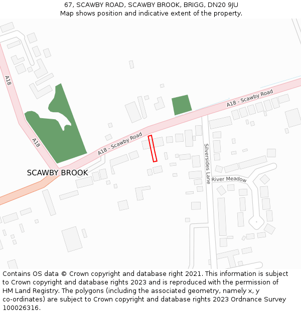67, SCAWBY ROAD, SCAWBY BROOK, BRIGG, DN20 9JU: Location map and indicative extent of plot