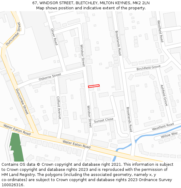 67, WINDSOR STREET, BLETCHLEY, MILTON KEYNES, MK2 2LN: Location map and indicative extent of plot