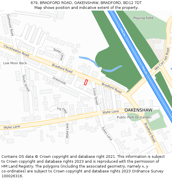 679, BRADFORD ROAD, OAKENSHAW, BRADFORD, BD12 7DT: Location map and indicative extent of plot