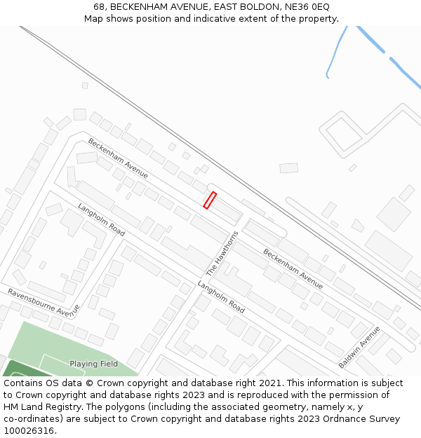 68, BECKENHAM AVENUE, EAST BOLDON, NE36 0EQ: Location map and indicative extent of plot