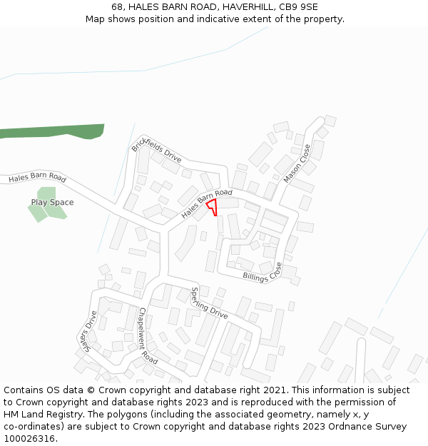 68, HALES BARN ROAD, HAVERHILL, CB9 9SE: Location map and indicative extent of plot