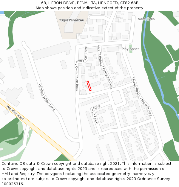 68, HERON DRIVE, PENALLTA, HENGOED, CF82 6AR: Location map and indicative extent of plot