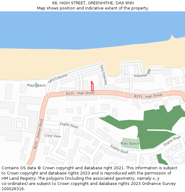 68, HIGH STREET, GREENHITHE, DA9 9NN: Location map and indicative extent of plot